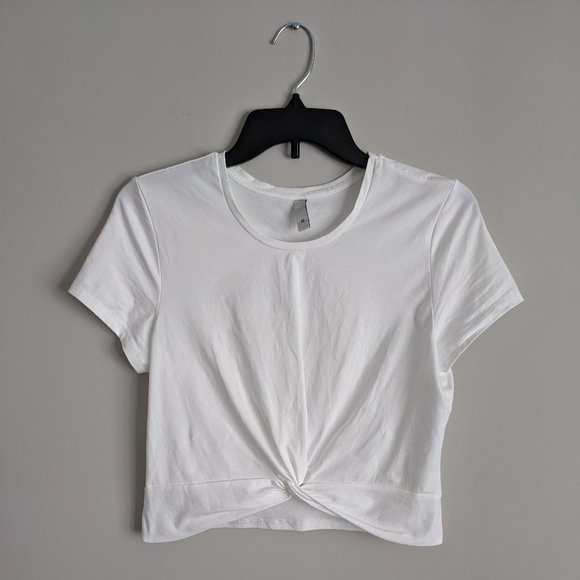 White Gajigaji Short Sleeve Knot Front Crop Top in a Misses size Medium - Picture 7 of 13